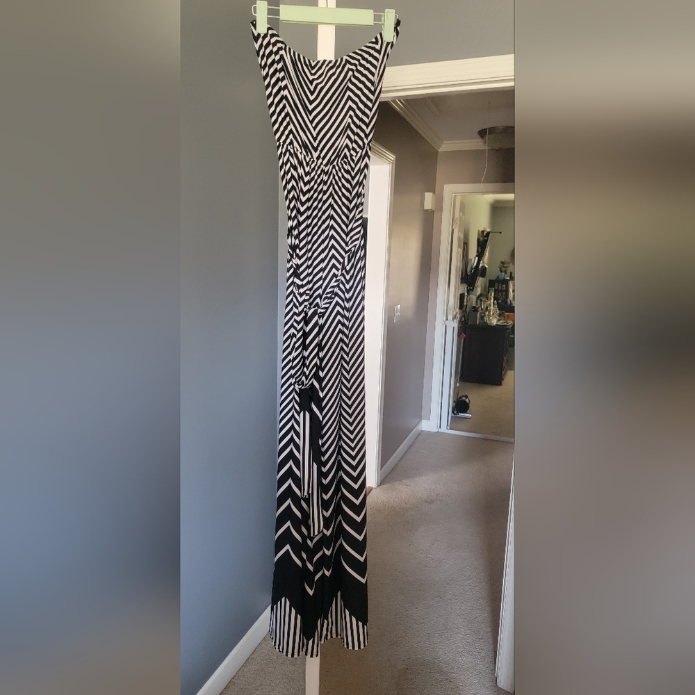 Emerald Black and White Chevron Jumpsuit